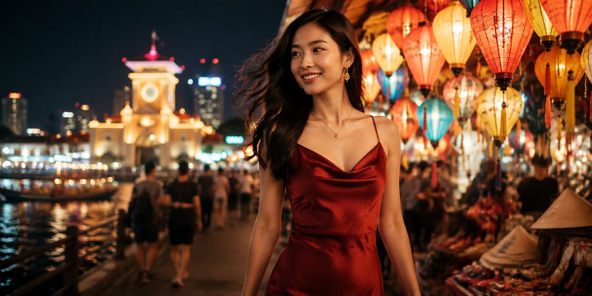 Cảnh đêm chợ TP. Hồ Chí Minh với người dùng tham gia cá cược High Roller qua điện thoại